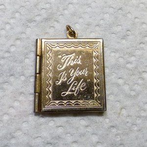 This Is Your Life Book Shaped Vintage Gold Plated or Gold Filled Locket